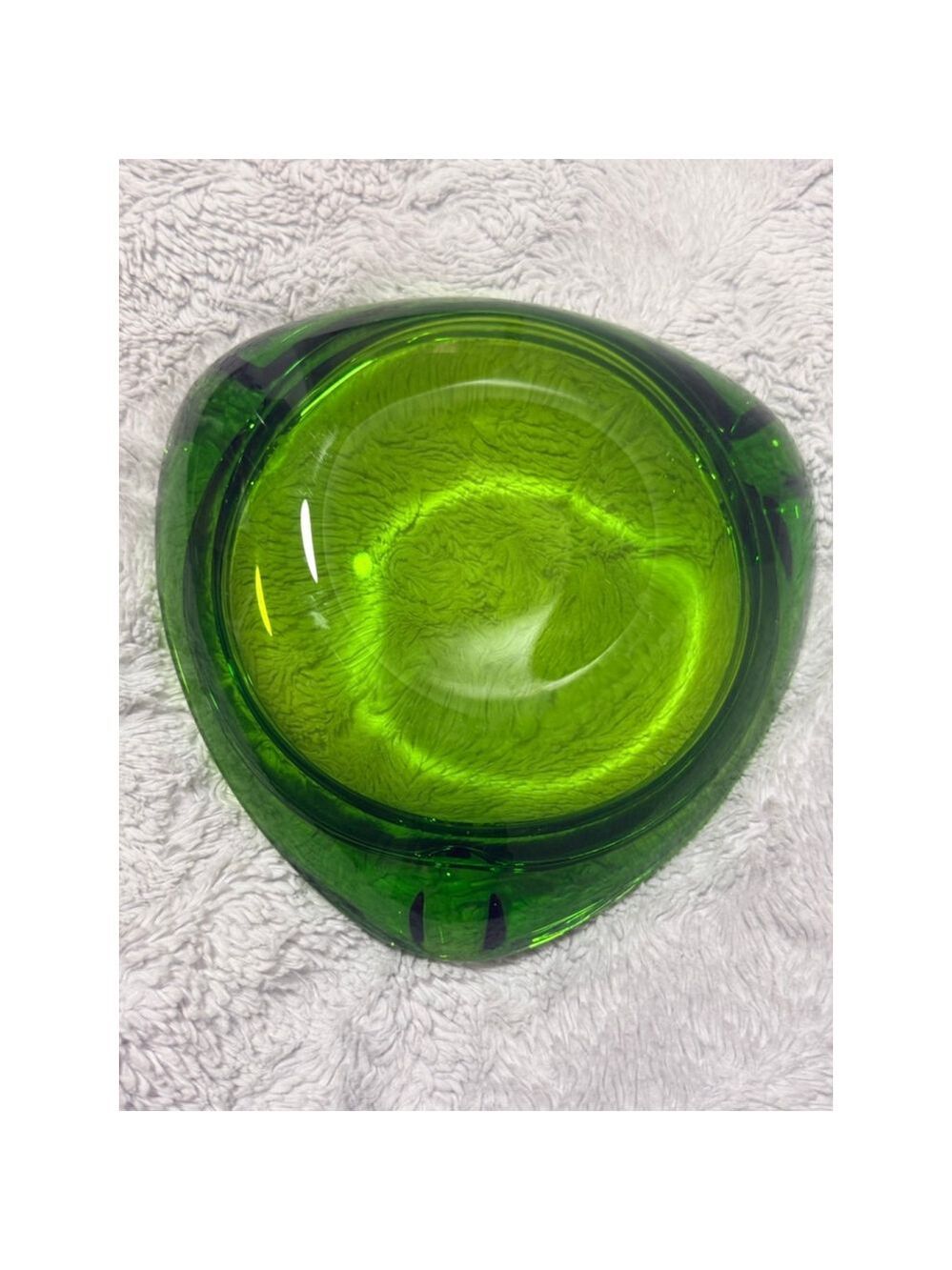 Vintage Viking? Glass green ashtray heavy glass 8”